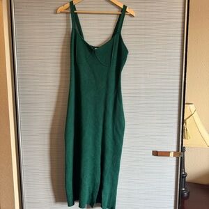 Abercrombie & Fitch Dark Green Knit Bodycon Dress with Slit